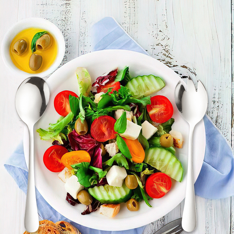 3Pcs Salad Serving Spoon Fork Set Mix Spoons Pot Porridge tool Public Restaurant Serving Kitchenware Using Buffet Utensil