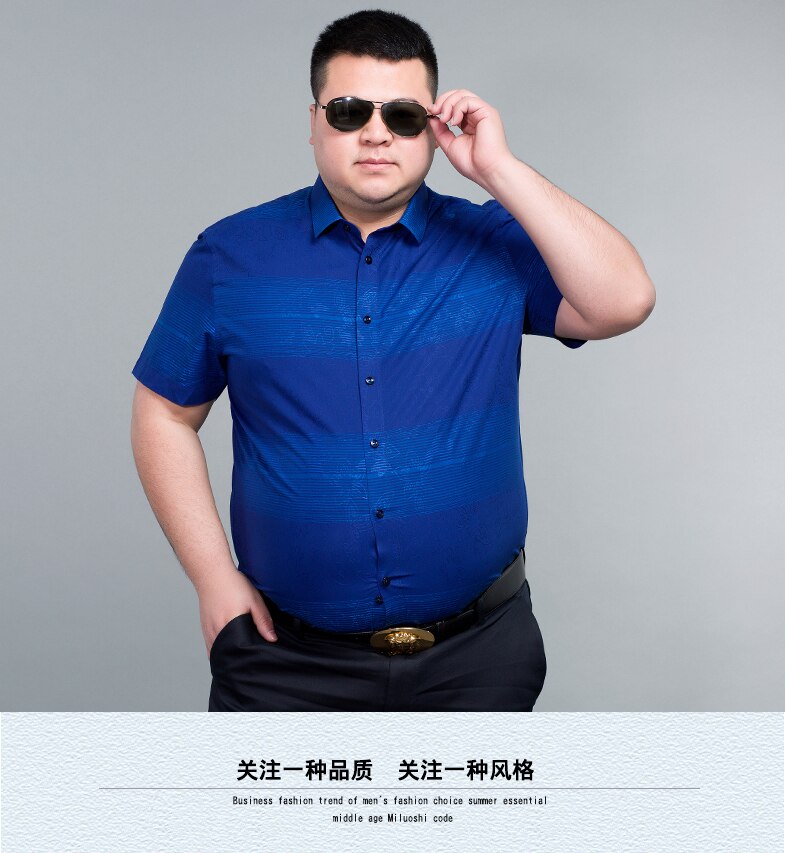 Plus store sommer herre stribede skjorter 10xl 8xl 6xl 5xl kortærmede skjorter herre mærke tøj herre skjorter social loose fit bomuld