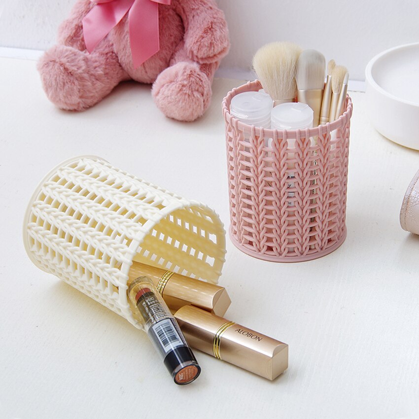 Boîte de rangement pour stylos, bureau creux cylindre, Pot de rangement pour crayons brosse de maquillage porte-stylo maison