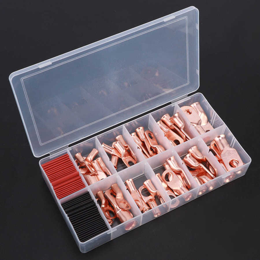 AWG Terminal Connector Cable Lug Terminal AWG Terminal Connector for household appliances 100Pcs Cable Lug Kit 12x30mm Heat