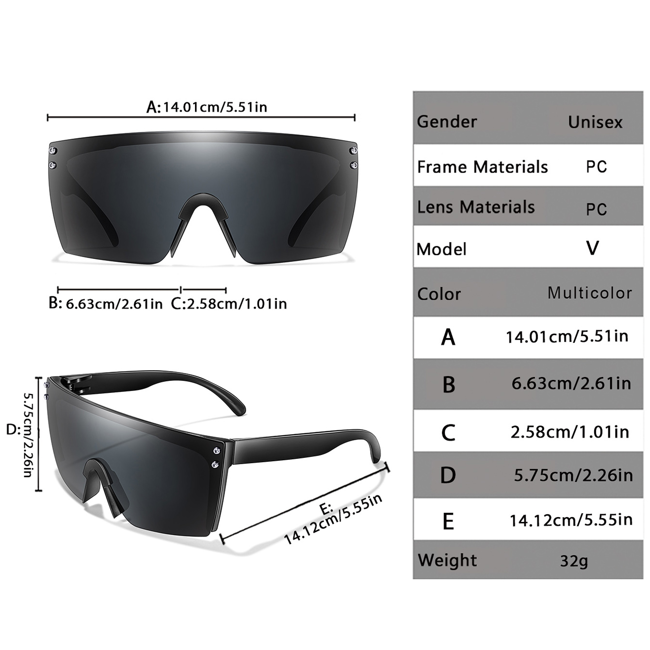 Gafas de sol de montura grande para motocicleta para hombre y mujer, lentes cuadradas a prueba de viento para exteriores, bicicleta de montaña, a la , Punk, UV400