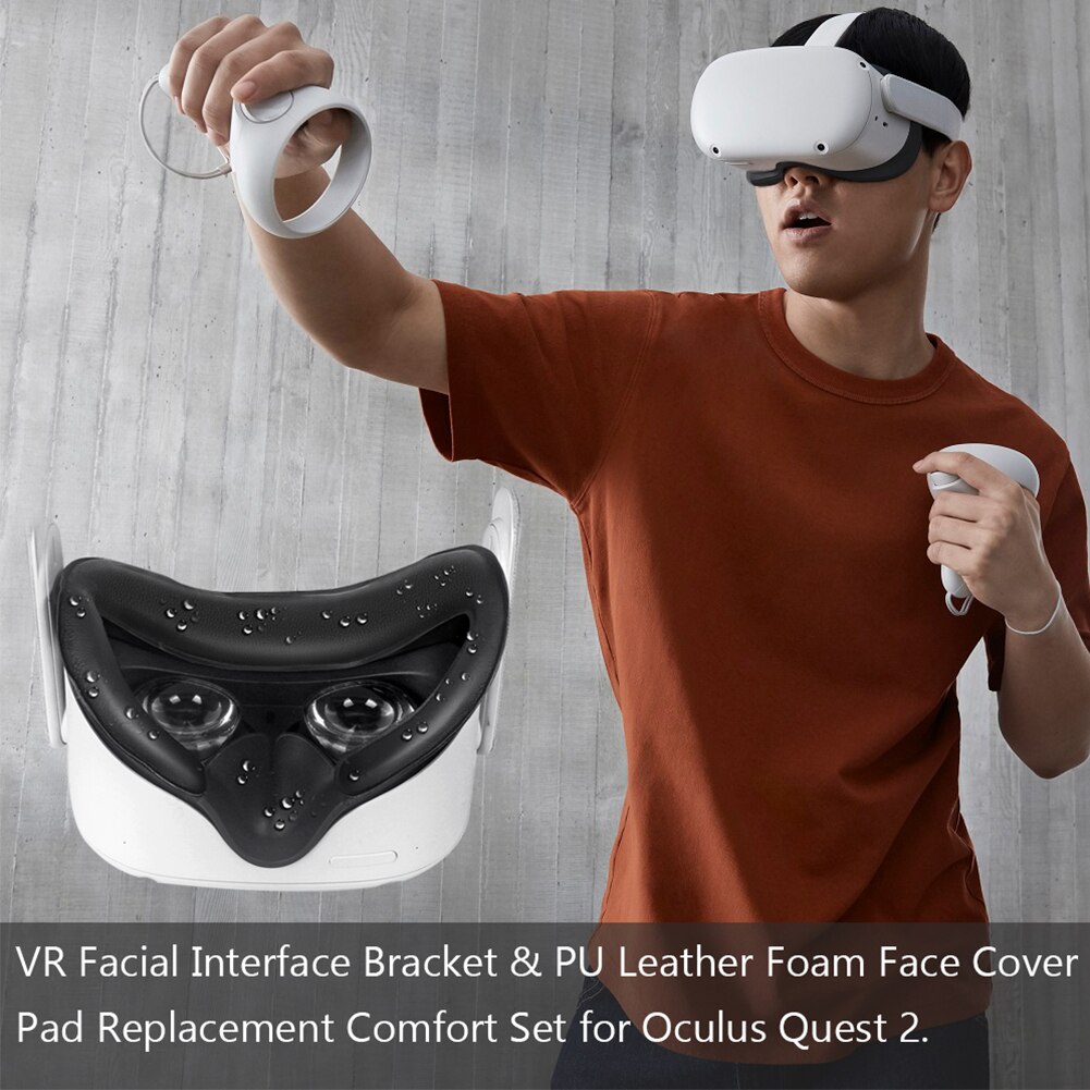 Anti-Lekkage Beschermende Ademende Lens Cover 5 In 1 Pu Leer Foam Vr Facial Pad Interface Beugel Kussen Voor oculus Quest 2