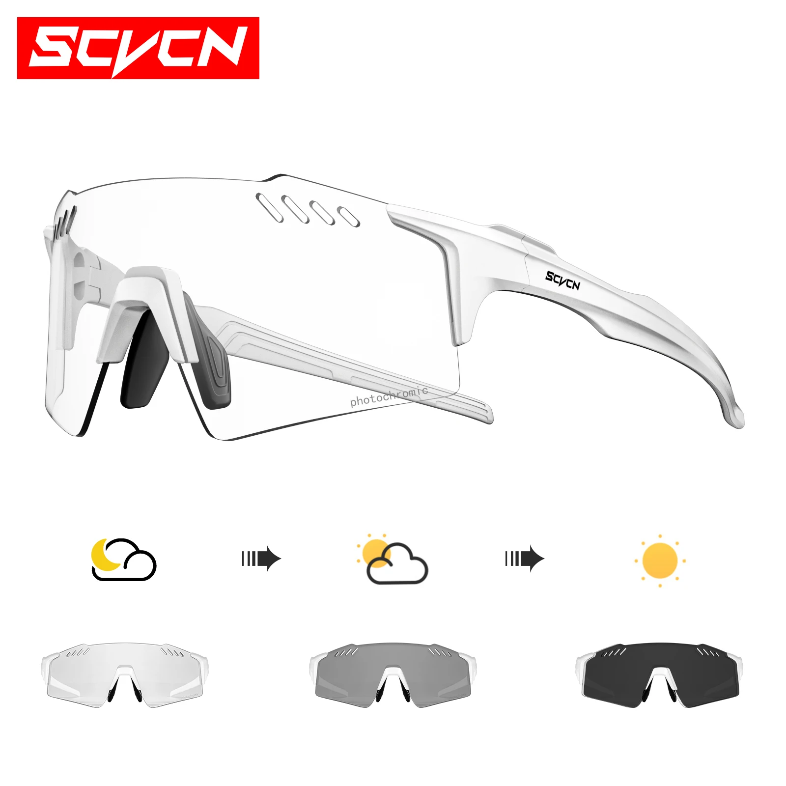 SCVCN gafas de sol fotocromáticas para exteriores, gafas deportivas para ciclismo, gafas para hombre, gafas de escalada MTB, gafas para mujer para conducir en bicicleta: Oro