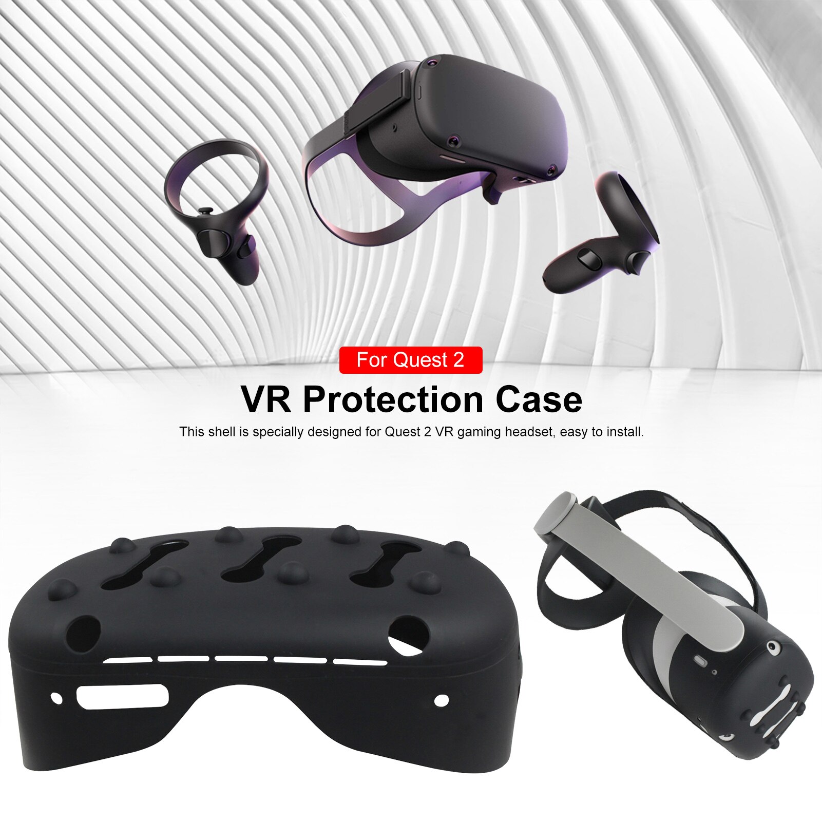 Vr Helm Beschermende Front Cover Voor Oculus Quest 2 Vr Siliconen Anti-Throw Bescherming Case Headset Accessoires