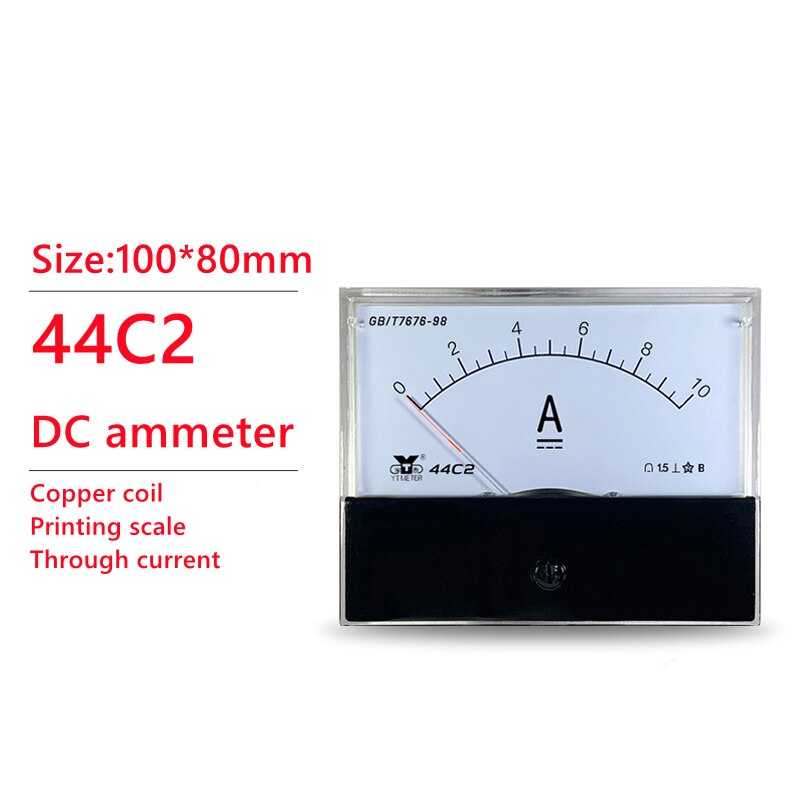44C2 DC Analog Panel Voltmeter Ammeter Amp Volt Meter Gauge 100mA 300mA 500mA 500uA 1A 2A 3A 5A 10A 15A 20A