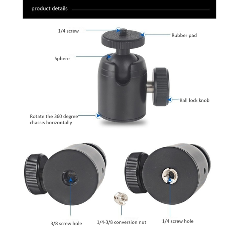 Schreibtisch-Multifunktions C-Stil Kamera Schraube Klemme + 360 Grad Mini Ball Kopf 1/4 zoll Schraube Blitz Speedlite Zubehör