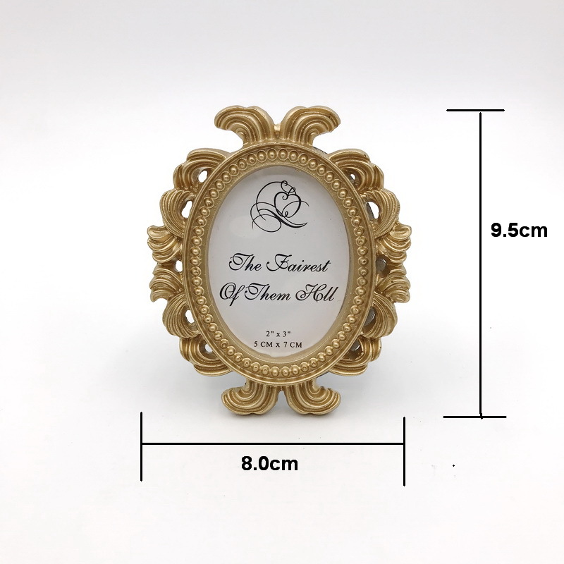 Marco de fotos Floral Retro, marco de fotos elíptico de escritorio, adorno pequeño, soporte de fotos barroco, utilería para fotos, de decoración del hogar de boda