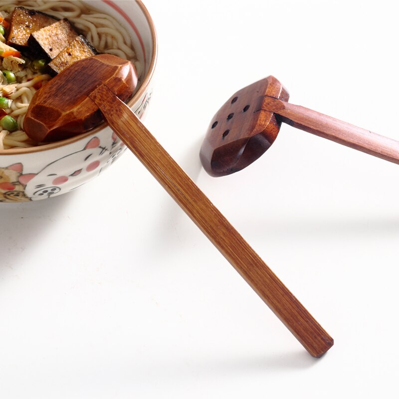 Cuillère à soupe Ramen nouilles japonaises cuillère à soupe avec trous cuisine en bois grande cuillère cuillère coréenne cuillère en bois