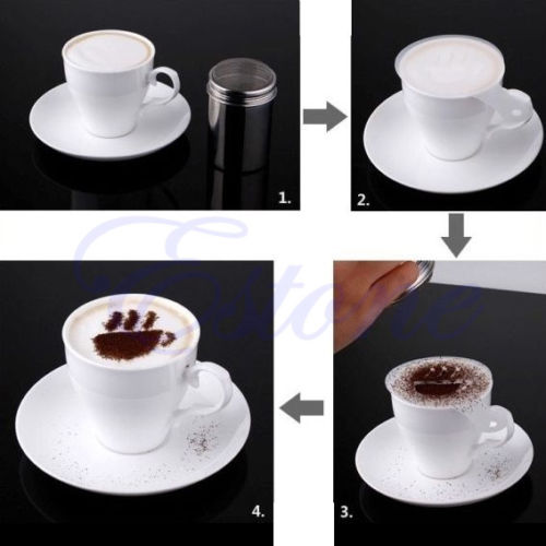 16 slagg kaffemaskin latte mal strø blomster pute støvkost sprøyte