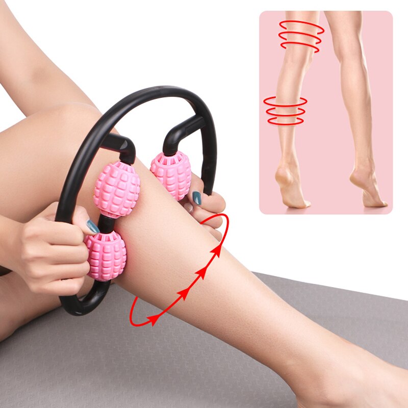 U-shaped Trigger Point Massage Roller, Gym Yoga Pilates Four-wheel Roller For Arms, Legs, Neck And Muscle Tissue