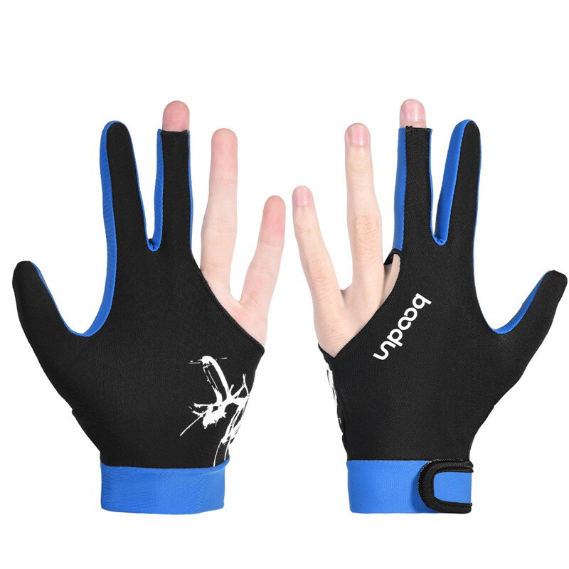 1 Pc Unisex Links Rechterhand Universele Ademend Drie-vinger Biljart Handschoenen Sport Levert: Dark blue / l