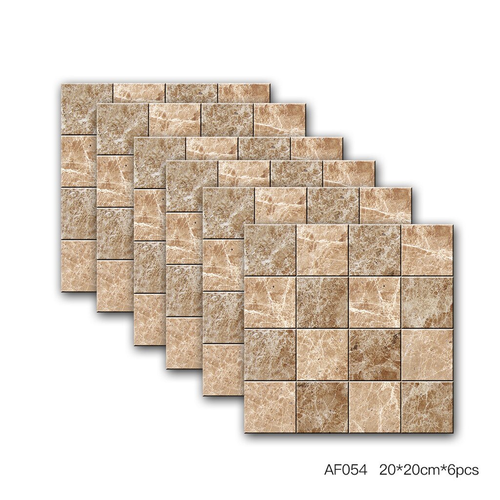 Waterproof 3D Marble Retro Pattern Bathroom Tile Sticker Floor Wall PVC Wall Decals Home Decorative DIY 3D Self Adhesive 20cm: Blue