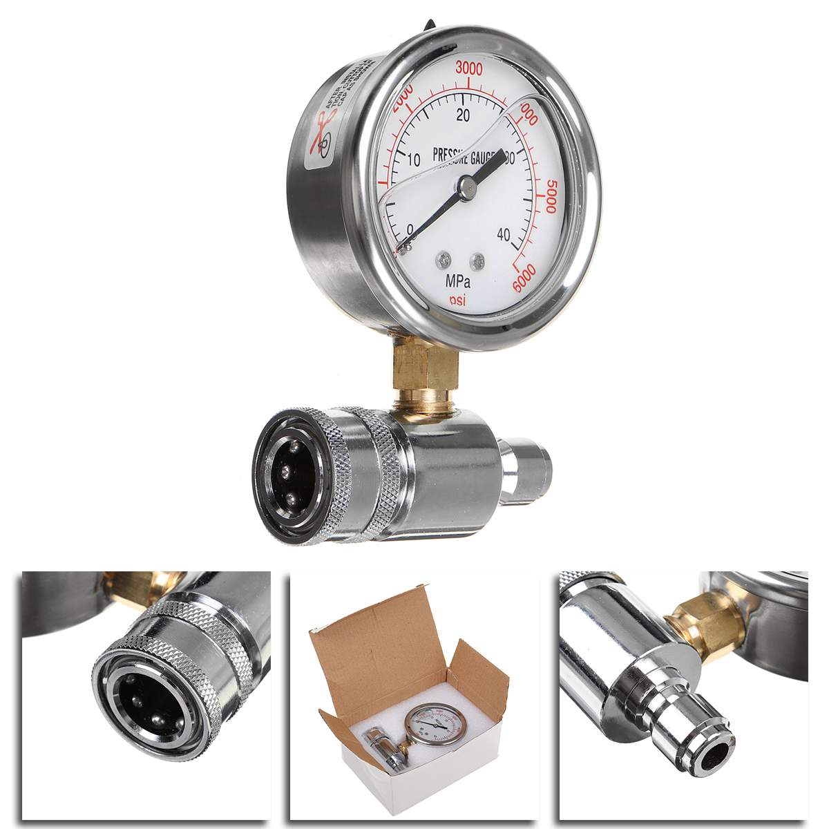 Axial Stainless Steel Indicator Hydraulic Pressure gauge Thread 40MPa 6000PSI Manometer Pressure Gauge Thread Diameter