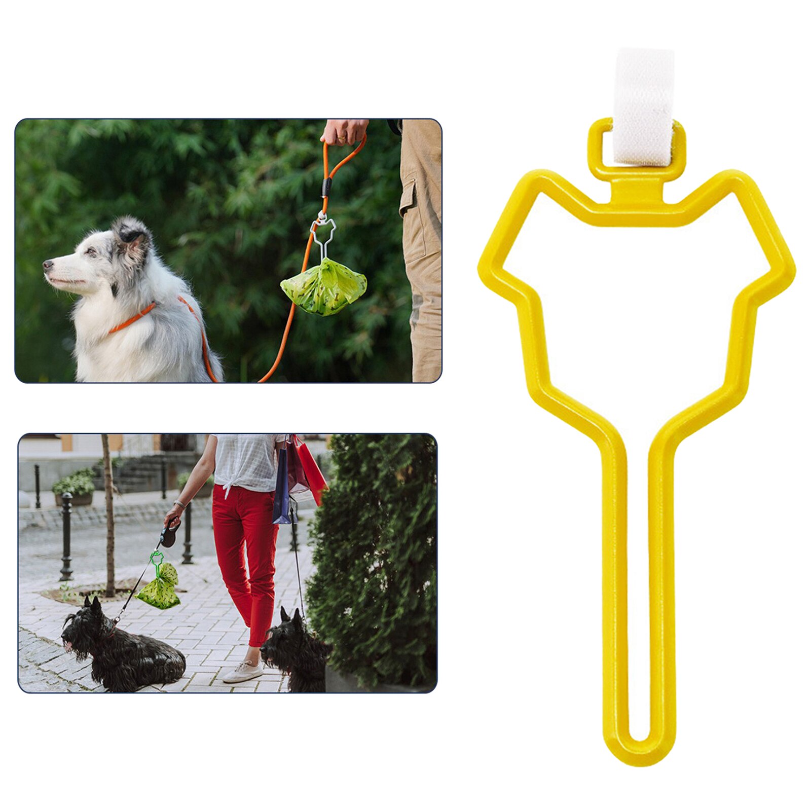 Plastic Dog Poop Bag Holder Waste Bag Carrier Clip Adjustable Attachment: Yellow