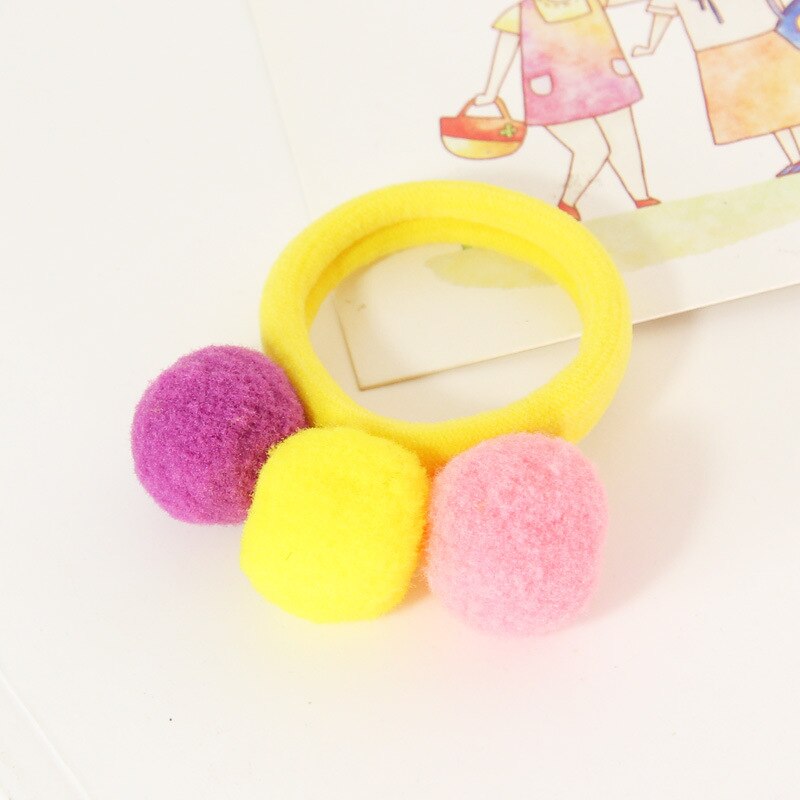 5 teile/los freundlicher Haar Zubehör Baby freundlicher Haar Ring Haar Seile Nette Pompon Elastische Haar Band Mädchen SchöNe Ball Gummi Band: 1