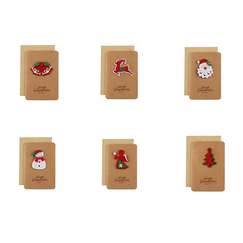Vintage Kraft Paper Christmas Card Handmade Three-dimensional Blessing Thanksgiving Christmas Blessing Card with Envelope: SMT000035-7