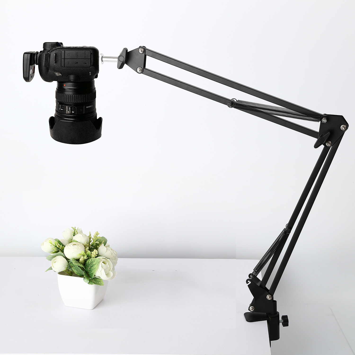 Kameratelefon stativ bordstativ sæt overhead shot fotografering justerbar arm stander til telefon kamera ring lys lampe