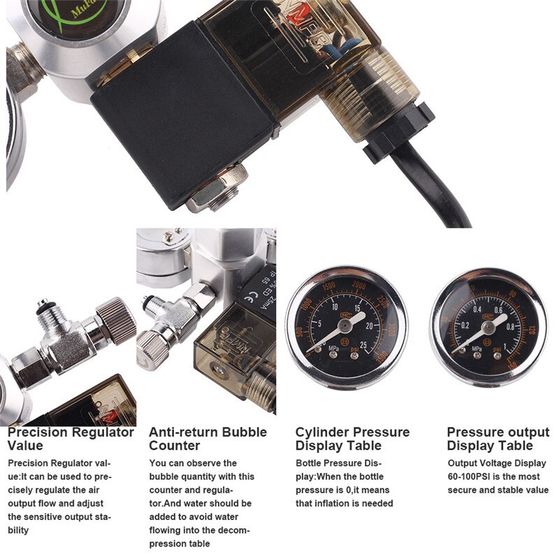 Akvarie  co2 regulator  w21.8 220v magnetisk magnetisk kontraventil akvarie bobletæller  co2 kontrol vand plante akvarium værktøj