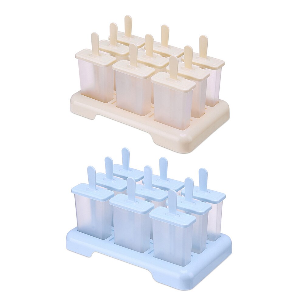 9 Cell Silicone Ice Cream Mould Diy Mold Ice Cube Tray Popsicle Barrel Dessert Ice Cream Mold With Popsicle Stick