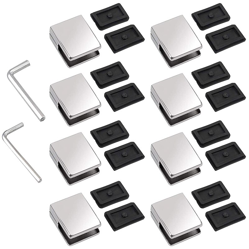 Glasklem 8-10Mm 8Pcs Rvs 304 Glasklemmen Verstelbare Glazen Beugel Flat Terug Voor Balustrade trap