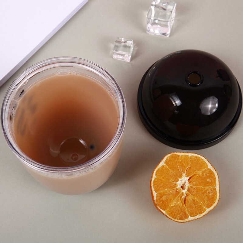 400ml plast perle mælk te kop med dække halm kop til iskaffe juice boble boba sodavand cocktail fest