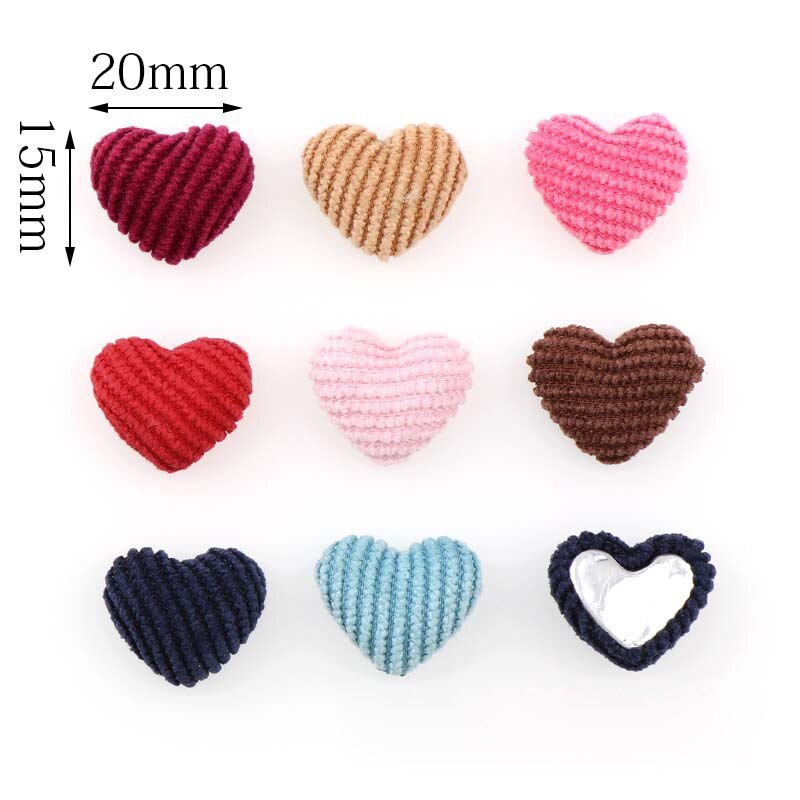 20 Uds. Botones de franela de corazones de colores, adornos para manualidades DIY, suministros para pendientes, Material para hacer joyas, accesorios, nociones de costura