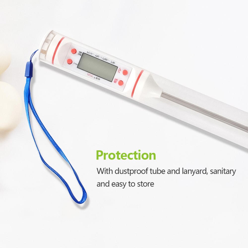 White Digital Food Probe Thermometer With Battery BBQ For Meat Milk Turkey Chicken Beef Kitchen Tools