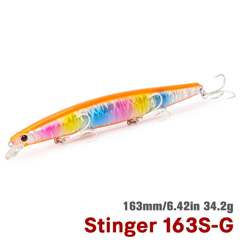 TSURINOYA 163S Ultra Long Casting Sinking Minnow Sea Fishing Lure STINGER 163mm 34.2g Seabass Tuna Saltwater Large Hard Baits: army green