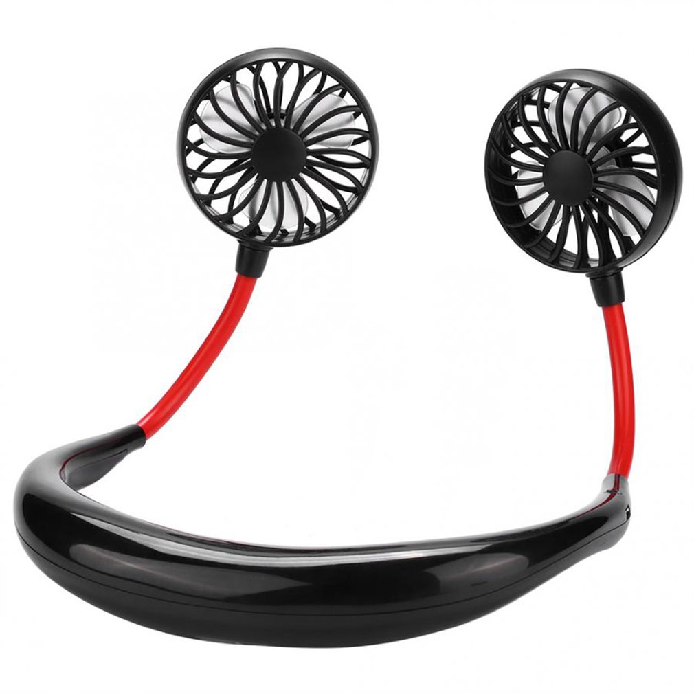 Neck Band Fan Portable Mini Double Wind Head Neckband Fan with USB Rechargeable Air Cooler link