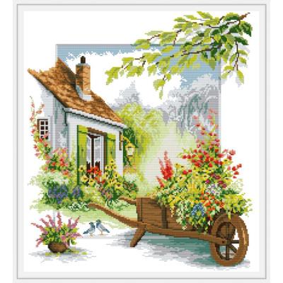 The four seasons scenery painting counted printed on canvas DMC 14CT flowers plants Cross Stitch Needlework Sets Embroidery kit: Red / 11CT  Printed