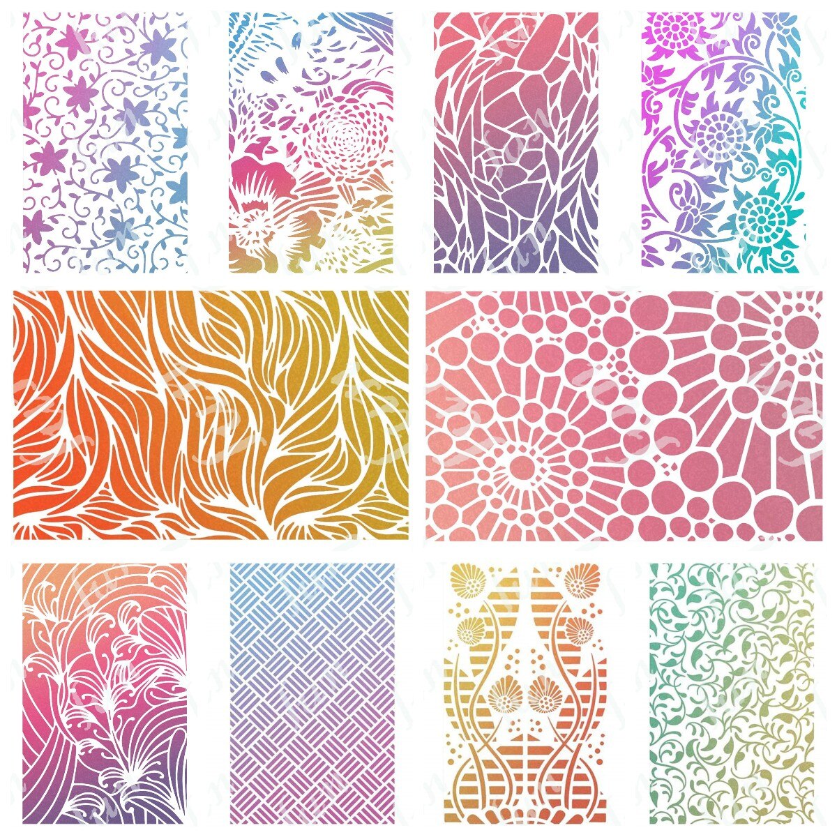 Spring Floral Stars Green Leaves Layering Stencil Reusable DIY Paper Scrapbooking Diary Background Decoration Embossing Template: Y3779-Y3788A set-10