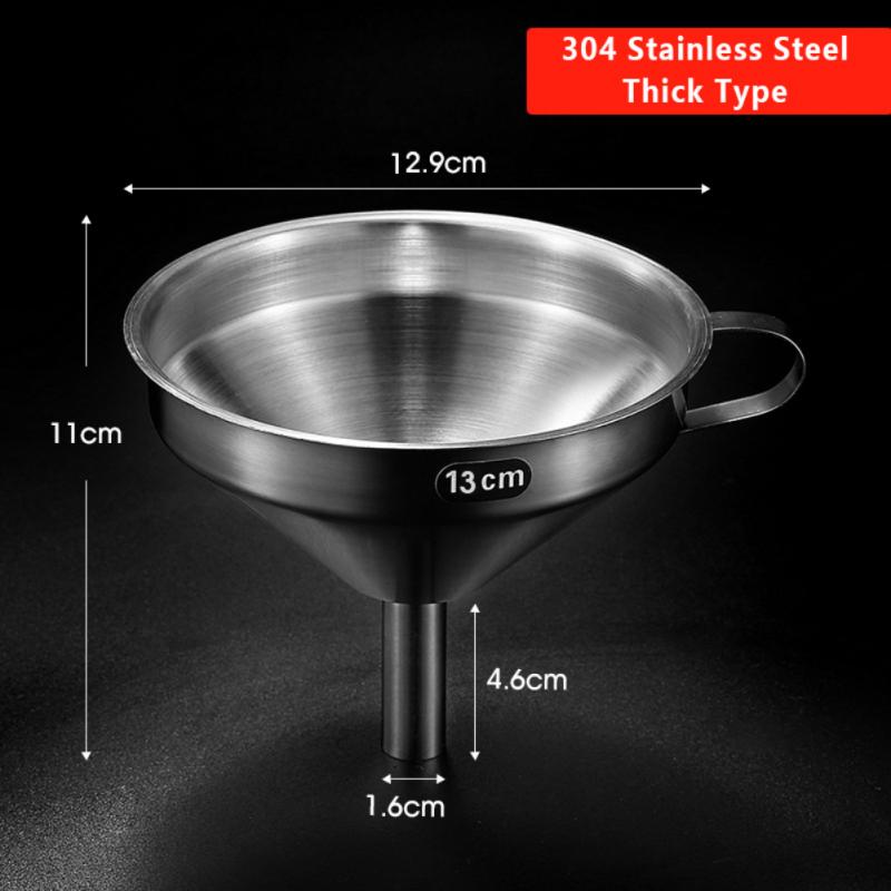 Embudo de cocina de acero inoxidable de tolva para líquidos Metal embudo Filtro de embudo de boquilla para Canning casa herramientas de cocina: H