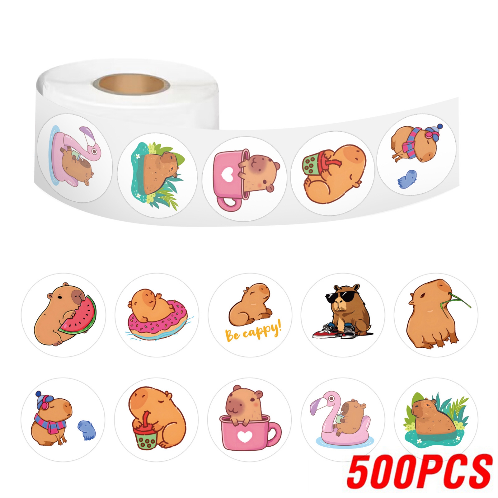 100-500 pièces mignon dodu Capybara dessin animé marron animaux autocollants album à faire soi-même téléphone récompense joint étiquette autocollant mural enfant jouet: Rouge