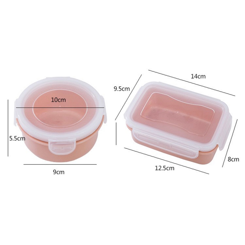 Kitchen Small Lunch Box Round Rectangular Bento Box Non-slip Sealed Box Plastic Storage Box Multi-color optional Saving Space