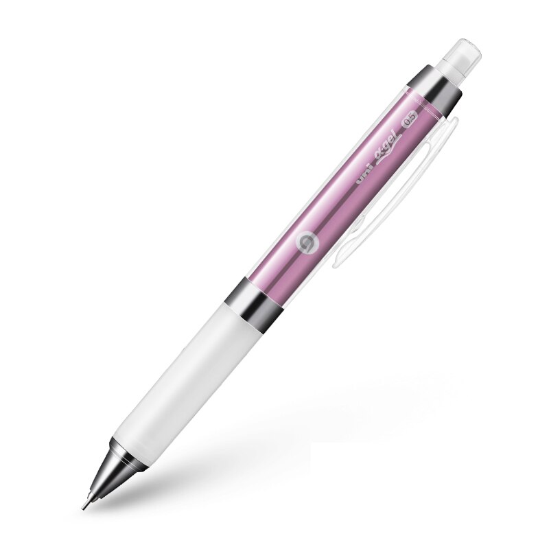 Uni Kuru Toga Mechanical Pencil Alpha Gel Easy Grip Automatic Rotation Refill 0.5mm M5-858GG School Student Office application: pink and white