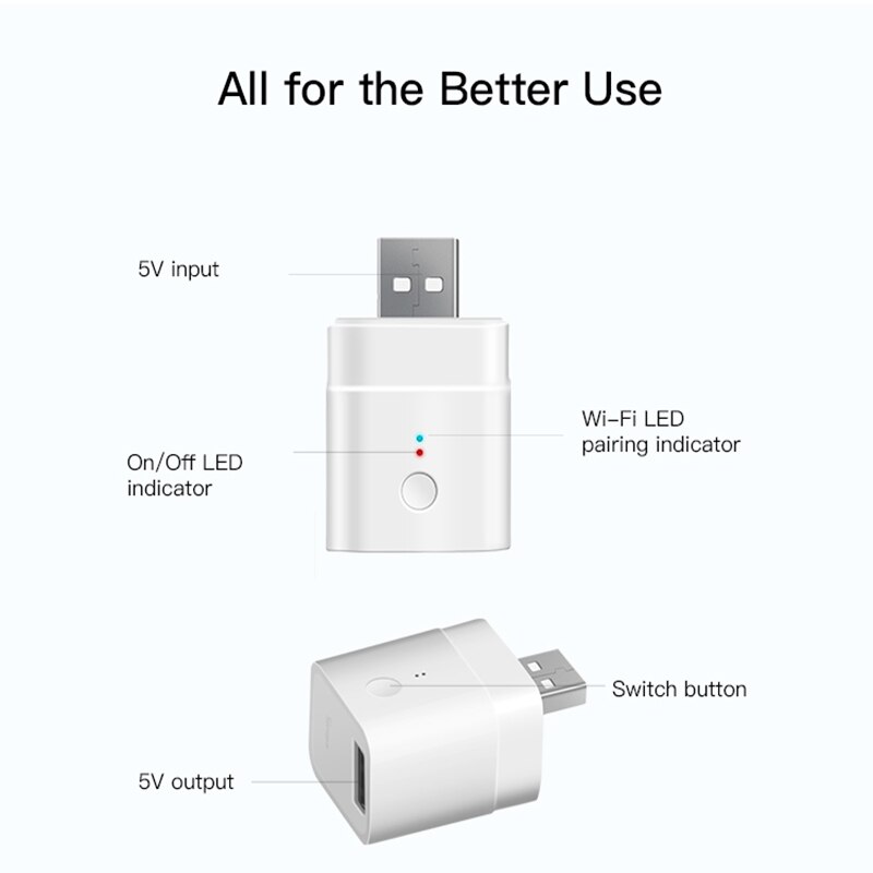 SONOFF Micro Wireless USB di Smart Adapter 5V Wifi Mini USB Adattatore di Carica Prodotti E Attrezzature Smart Per Il Controllo Remoto Funziona Con Alexa Google Casa