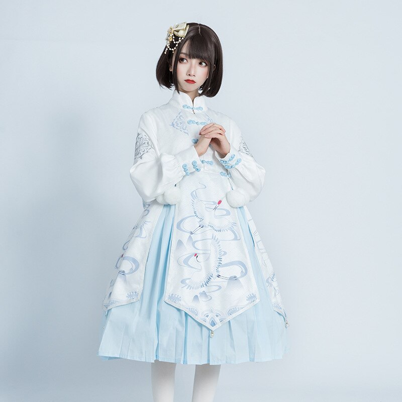 Lolita Dress Girls Chinese Style Lolita Clothes Retro Long Sleeve Red/White Costumes Gothic Lolita Dress Tea Party Clothes VO801