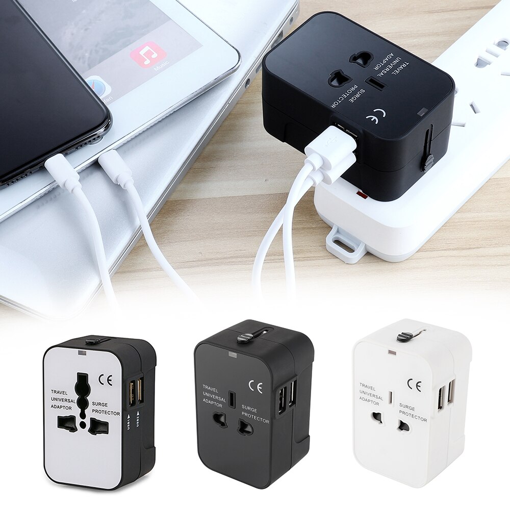 Universal Travel Adapter Double USB 2.1A Portable Global Conversion Plug Adapter Charger For UK/EU/AU/ Plug Sockets Converter