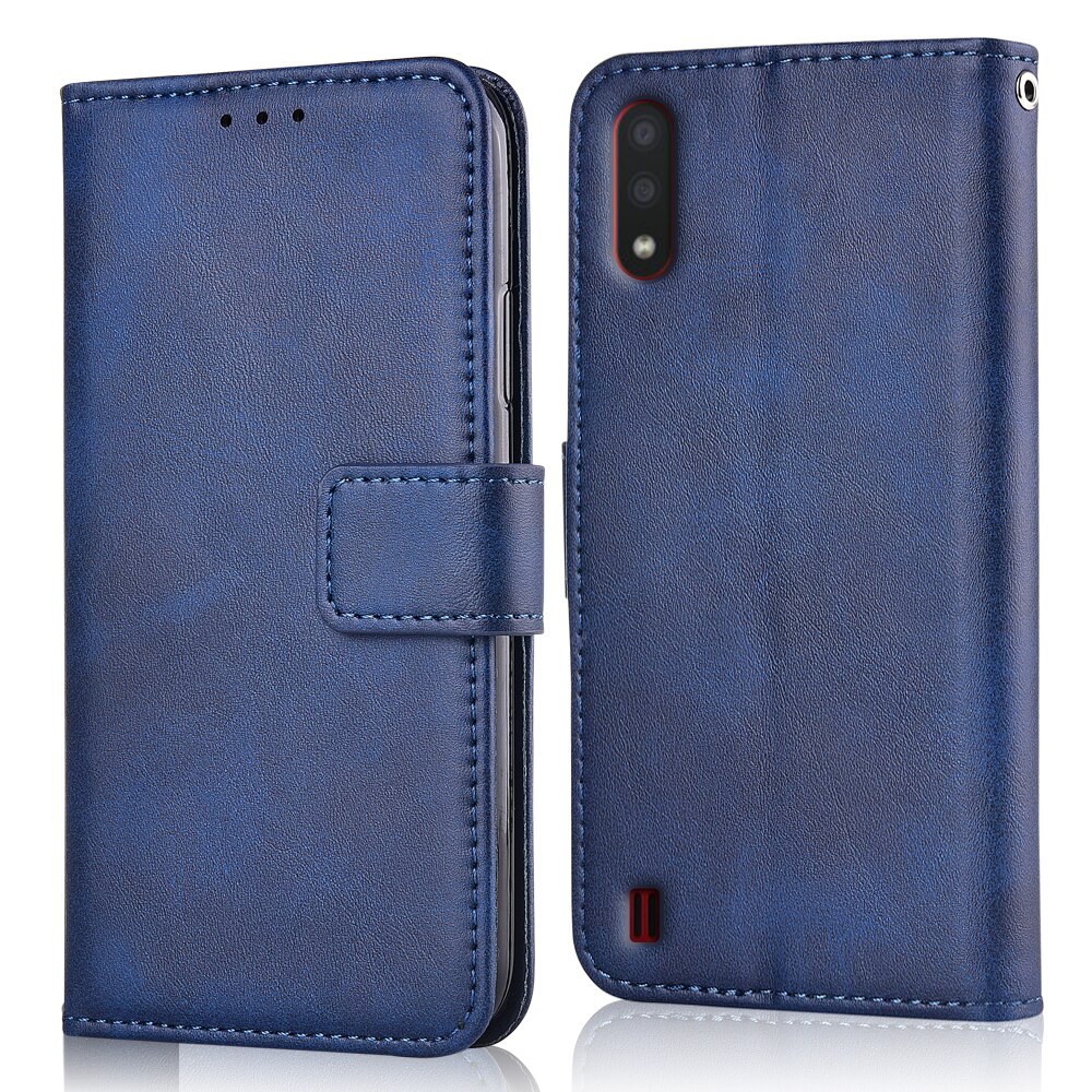 For On Samsung A01 Leather Wallet Case For Samsung Galaxy A01 Cover Phone Bag For Galaxy A01 A 01 Case With Card Pocket: niu-Dark Blue