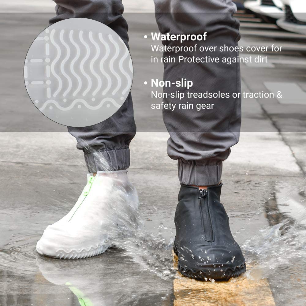 Couvre-chaussures imperméables en Silicone, surchaussures lavables, réutilisables avec fermeture éclair, résistantes aux bottes de pluie antidérapantes, pour hommes et femmes
