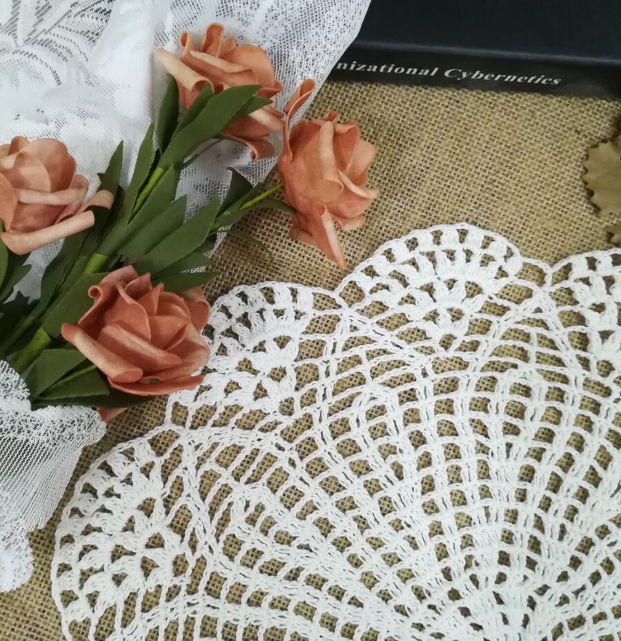40cm Jahrgang Häkeln Tasse Pad Becher Deckchen Tischset Glas Bahn Weihnachten Tischsets Servietten Hochzeit Dekor Küche Tisch Matten