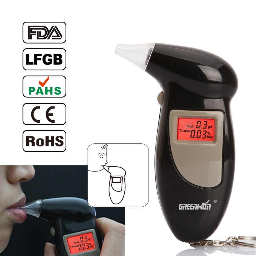 Ethylotest digital ecran avec embouts ethylometre testeur alcool, digital breath alkohol tester breathalyze