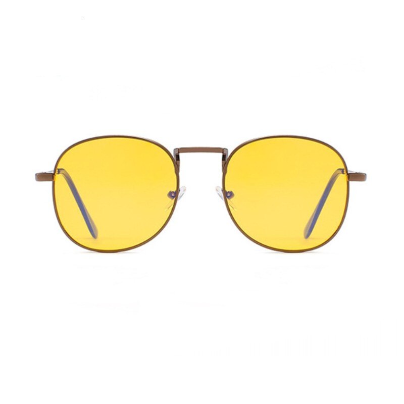 Gafas de ordenador redondas resistentes a la radiación para hombre, gafas para mujer Geek antirayas azules, gafas para Gaming Freak Eye Protection, montura amarilla para lentes