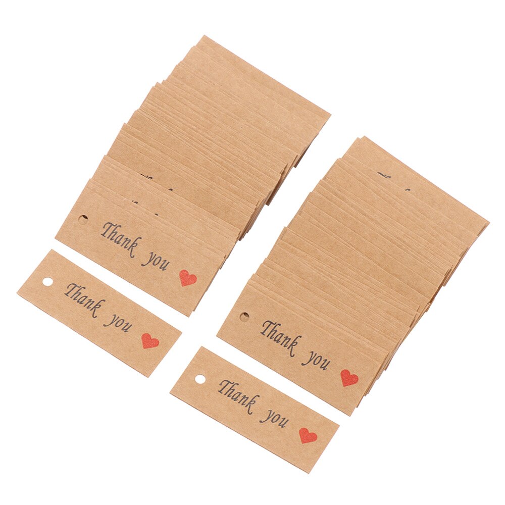 100 Stuks Dank U/Handgemaakt Met Liefde Kraftpapier Tags Papier Hangen Kaarten Prijs Label Kleding Labels Diy ambachten Verpakking Supplies: Thank you