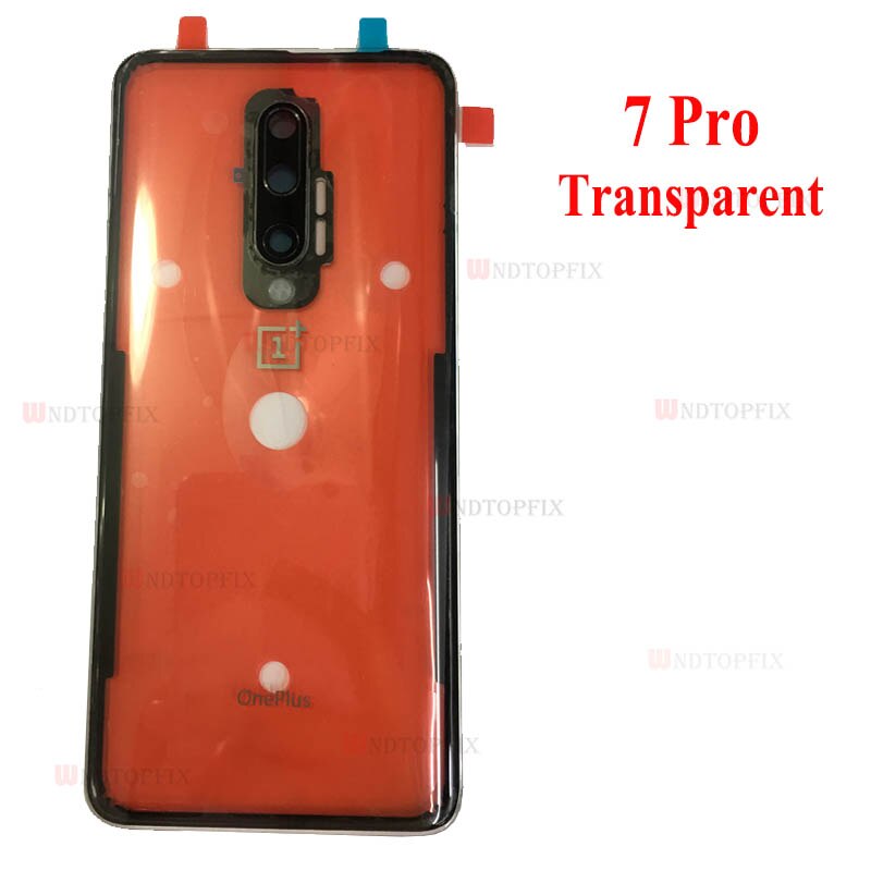 Original Glass For OnePlus 6 6T Back Battery Cover Door Rear Glass Oneplus 7 Pro Battery Cover 1+6T Housing Case + Camera Lens: 7ProTransparent