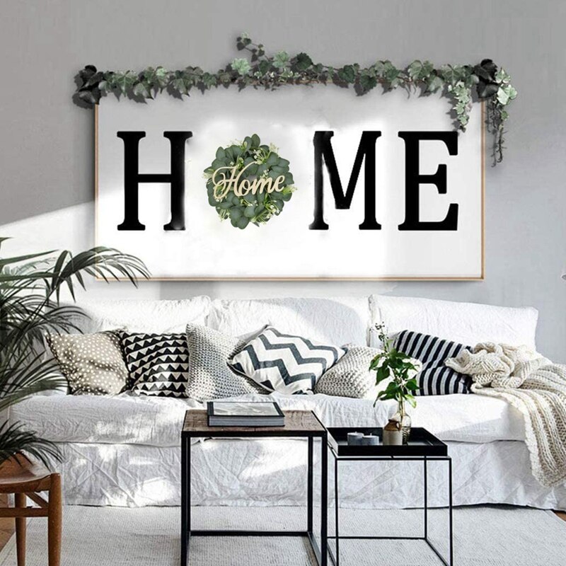 Couronne artificielle d'eucalyptus, pour porte d'entrée, fenêtre murale, fête de mariage, printemps-été, décoration de jardin de maison