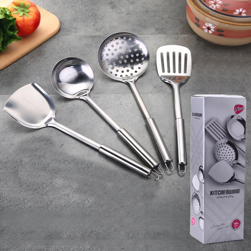 Kitchen Utensils Cooking Utensils Set Spatula Shovel Cooking Tools Set Stainless Steel Kitchen Tools Accessories R2048: 4 Pieces