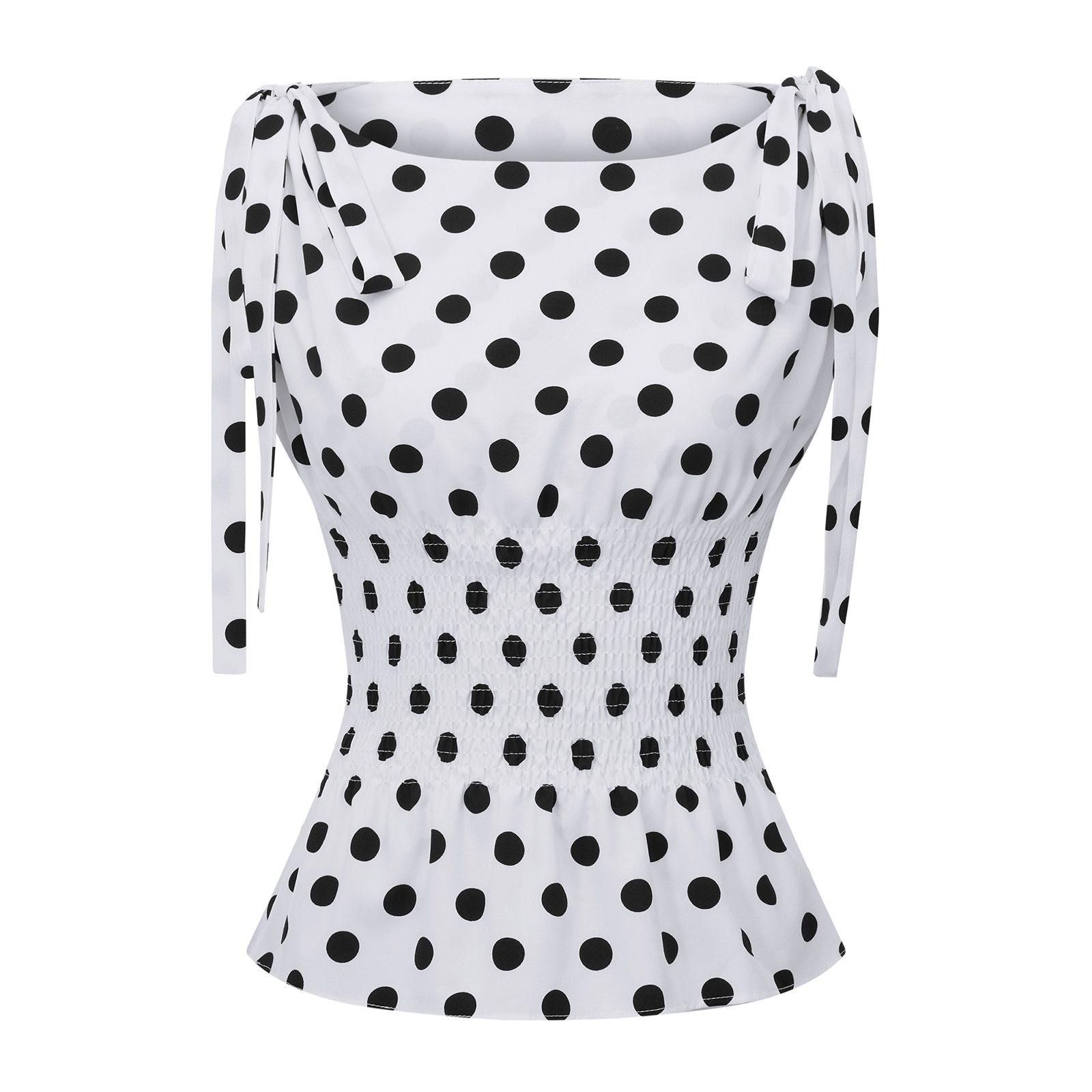 Combhasaki kvinder sommer  y2k vintage prikket print crop tanktops ærmeløse butterfly skulder bådhals smocked flæset slim fit vest: L / Hvid