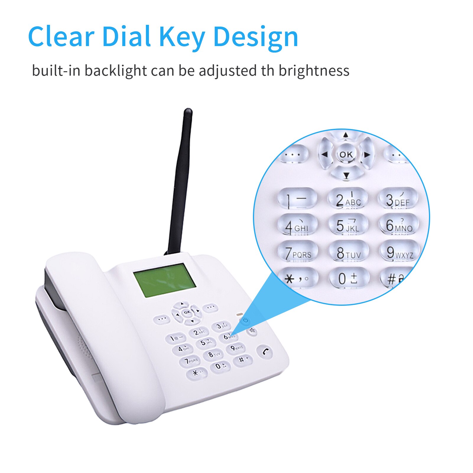 Fast trådlös telefon 4g stationär telefon simkort trådlös telefon med antenn radio väckarklocka sms funktion för callcenter