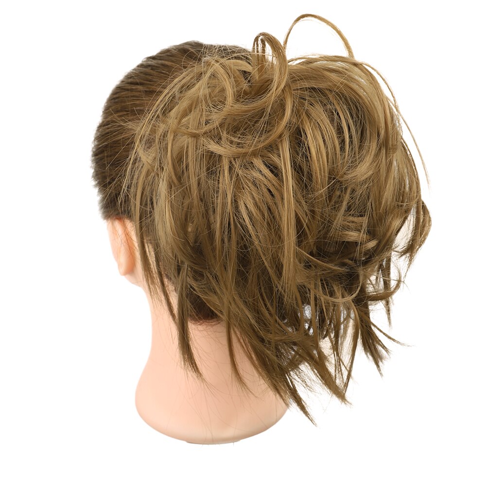 Messy Knot Chouchou Voor Vrouwen Haarstukje Extensions Synthetische Pruik Ring Wrap Chignon Zwart Bruin Hoge Temperatuur Fiber: #27